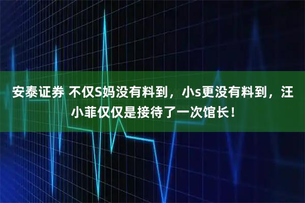 安泰证券 不仅S妈没有料到，小s更没有料到，汪小菲仅仅是接待了一次馆长！